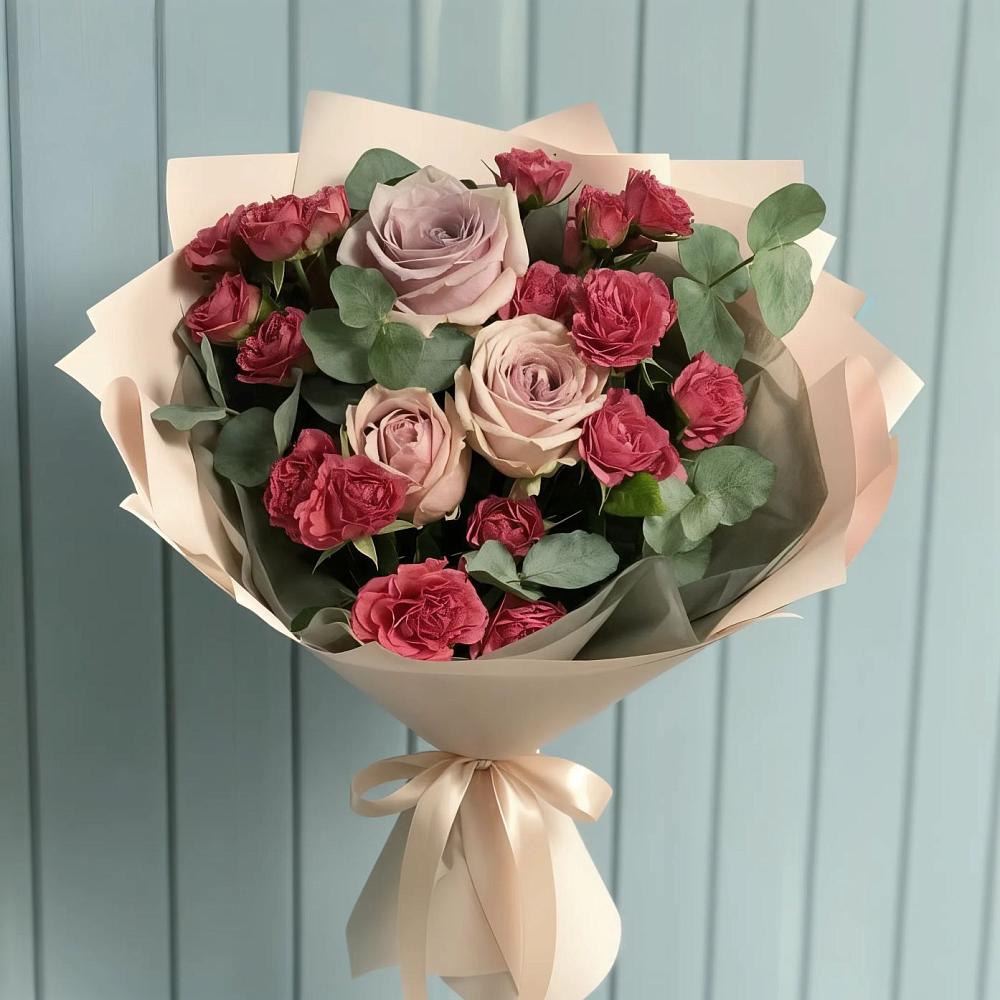 Букет цветов из: Гвоздики и Розы в Олымский