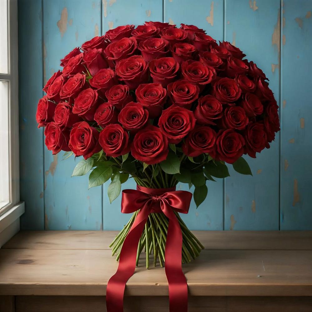 Букет Красные розы Блэк Меджик в Олымский