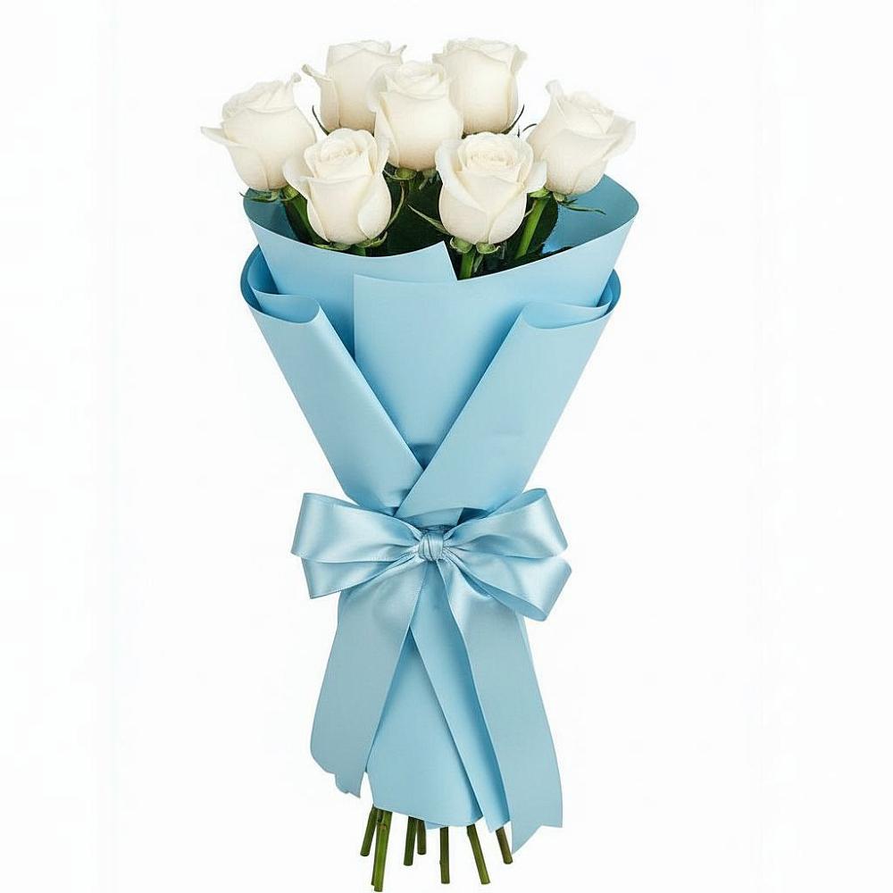 Букет 7 белых роз Проуд в Олымский