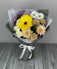 Букет цветов из:  Розы, Герберы и Хризантемы в Олымский