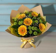 Букет цветов из:  Герберы и Хризантемы в Олымский