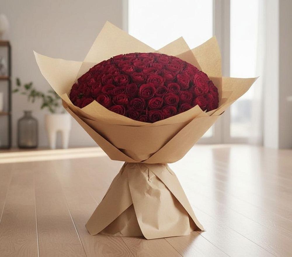 Букет 101 Красная роза в Олымский