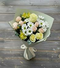 Букет цветов из:  Альстромерии, Розы и Хризантемы в Олымский