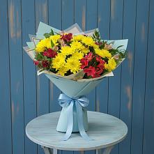 Букет цветов из:  Альстромерии и Хризантемы в Олымский