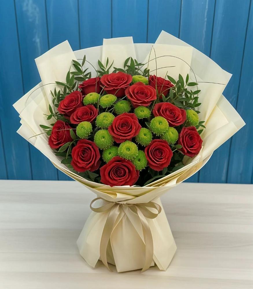 Букет цветов из: Розы и Хризантемы в Олымский