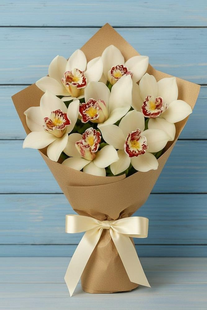 Букет цветов из: Орхидеи и Розы в Олымский